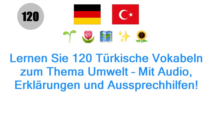 Lernen Sie 120 Türkische Vokabeln zum Thema Umwelt – Mit Audio, Erklärungen und Aussprechhilfen!